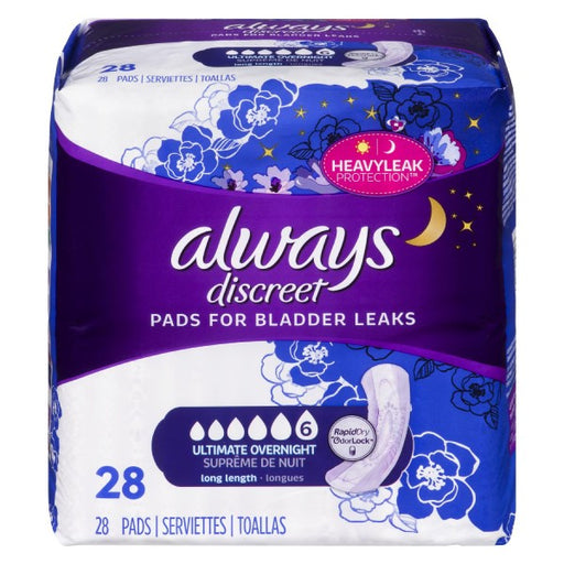 Always Discreet Pads For Bladder Leaks Ultimate Overnight