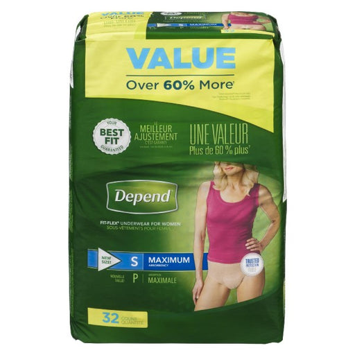 Depend Fit-Flex Small Maximum Absorbency Underwear For Women Value Pack