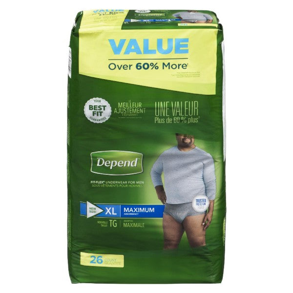 Depend Fit-Flex X-Large Maximum Absorbency Underwear For Men Value Pack