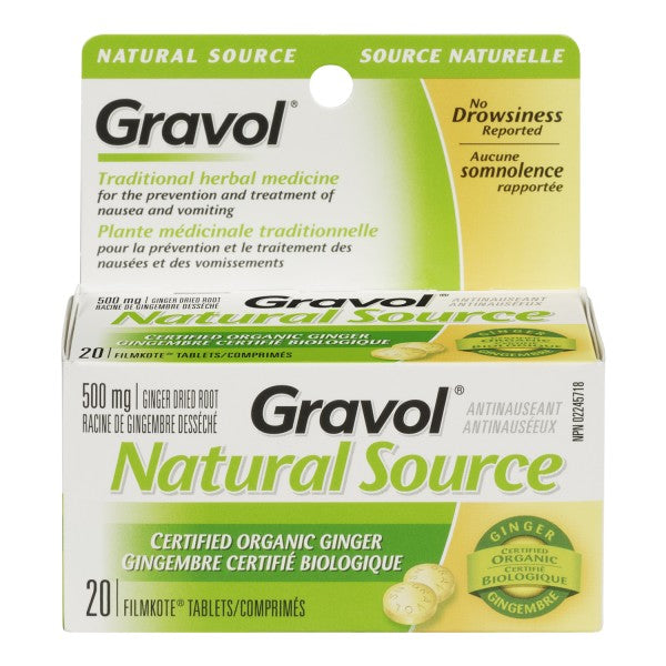 Gravol Natural Source Certified Organic Ginger Tablets