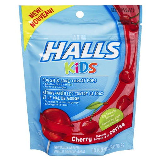 Halls Kids Cough & Sore Throat Cherry Pops