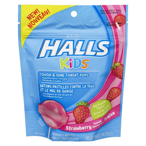 Halls Kids Cough & Sore Throat Strawberry Pops