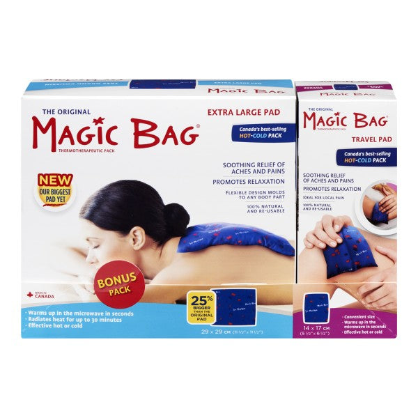 Magic Bag Hot & Cold Pack Extra Large Pad + Travel Pad Bonus Pack