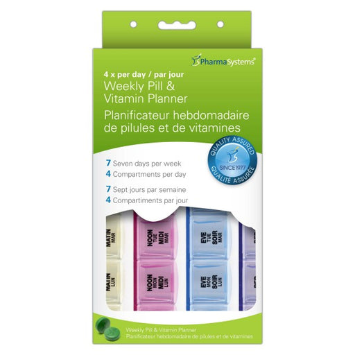 PharmaSystems 4 X Per Day Weekly Pill & Vitamin Planner