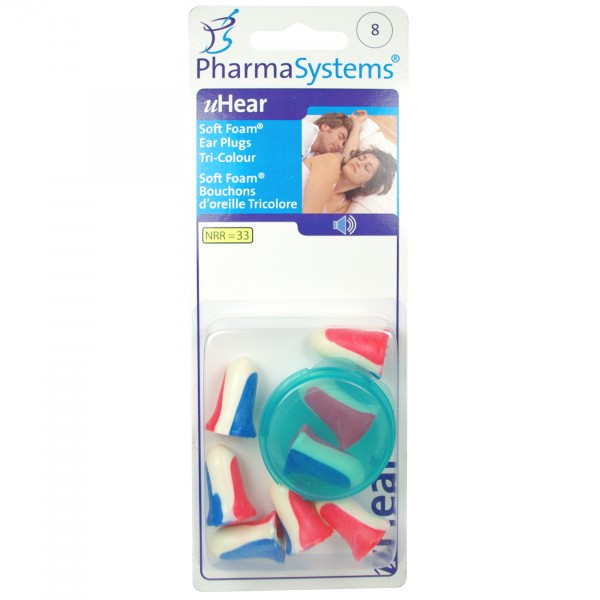 PharmaSystems uHear Soft Foam Tri Colour Ear Plugs