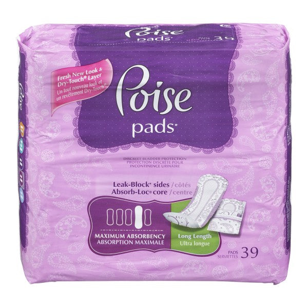 Poise Maximum Absorbency Pads , Long Length