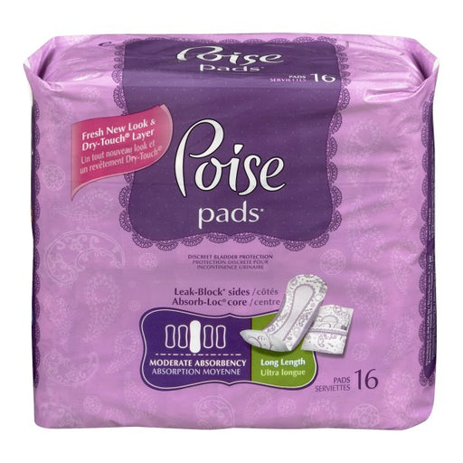 Poise Moderate Absorbency Pads , Long Length