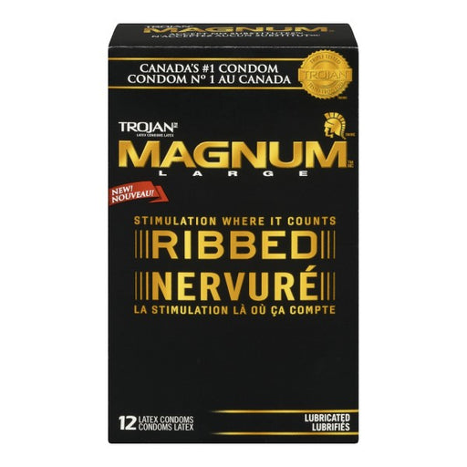 Trojan Magnum Ribbed Lubricated Latex Condoms