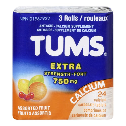 TUMS Antacid Calcium Supplement Chewable Tablets