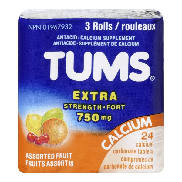 TUMS Antacid Calcium Supplement Chewable Tablets