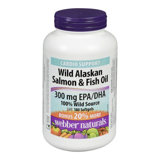 Webber Naturals Wild Alaskan Salmon & Fish Oil Softgels Bonus Size